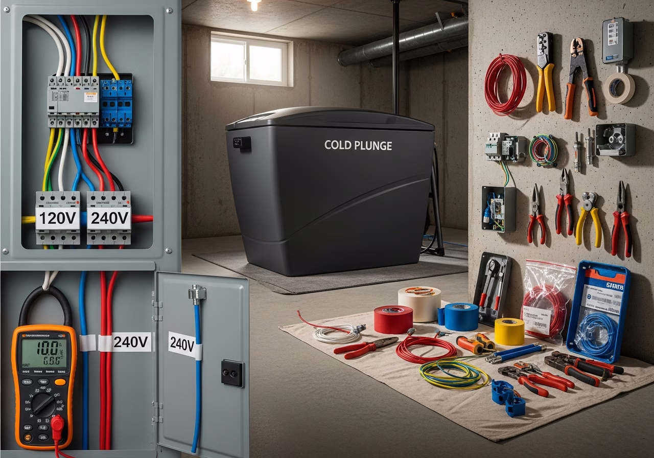 Cold Plunge Electrical Requirements — tools and materials staged in a Greater Toronto Area home
