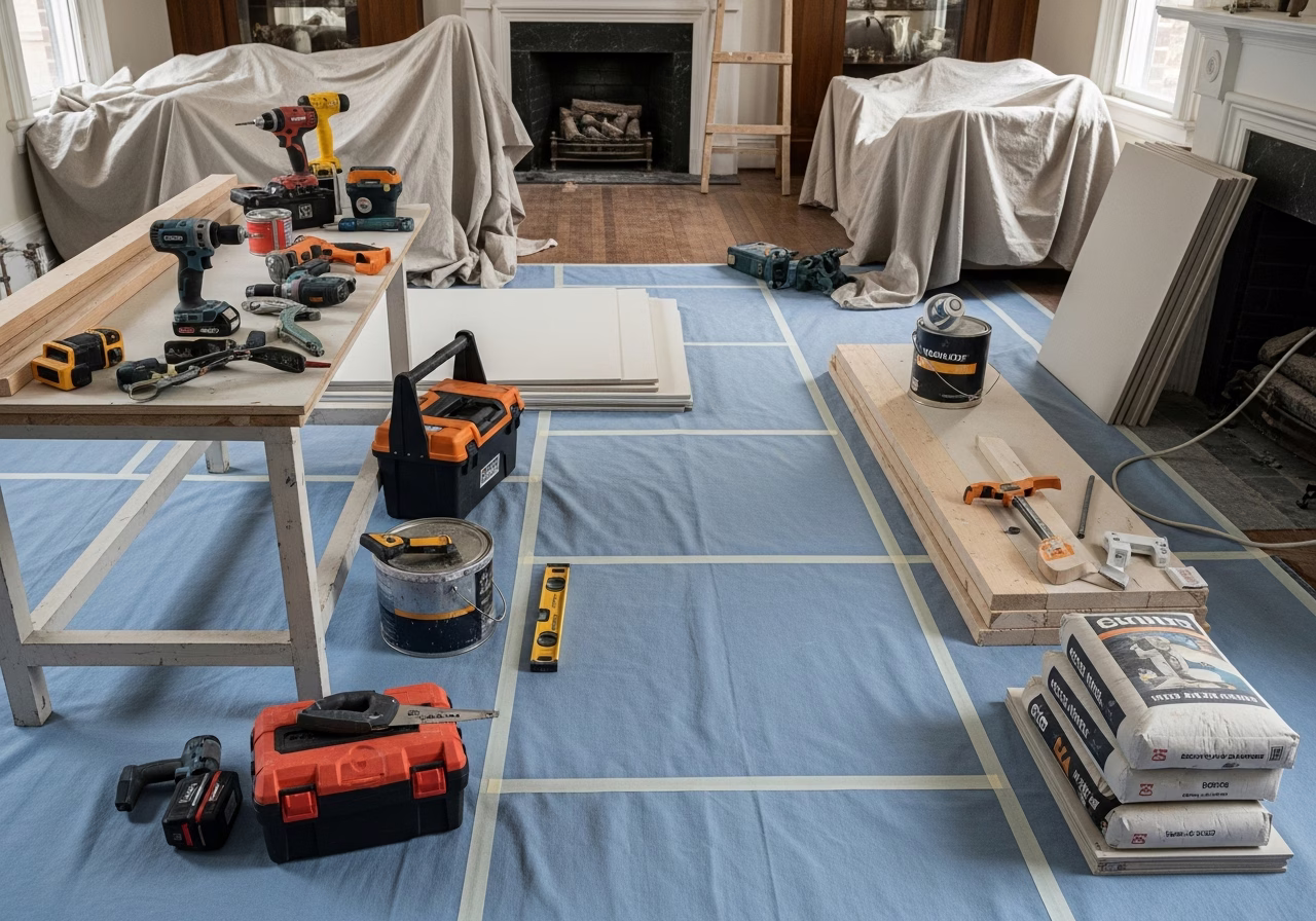 Cold Plunge Installation — tools and materials staged in a Greater Toronto Area home