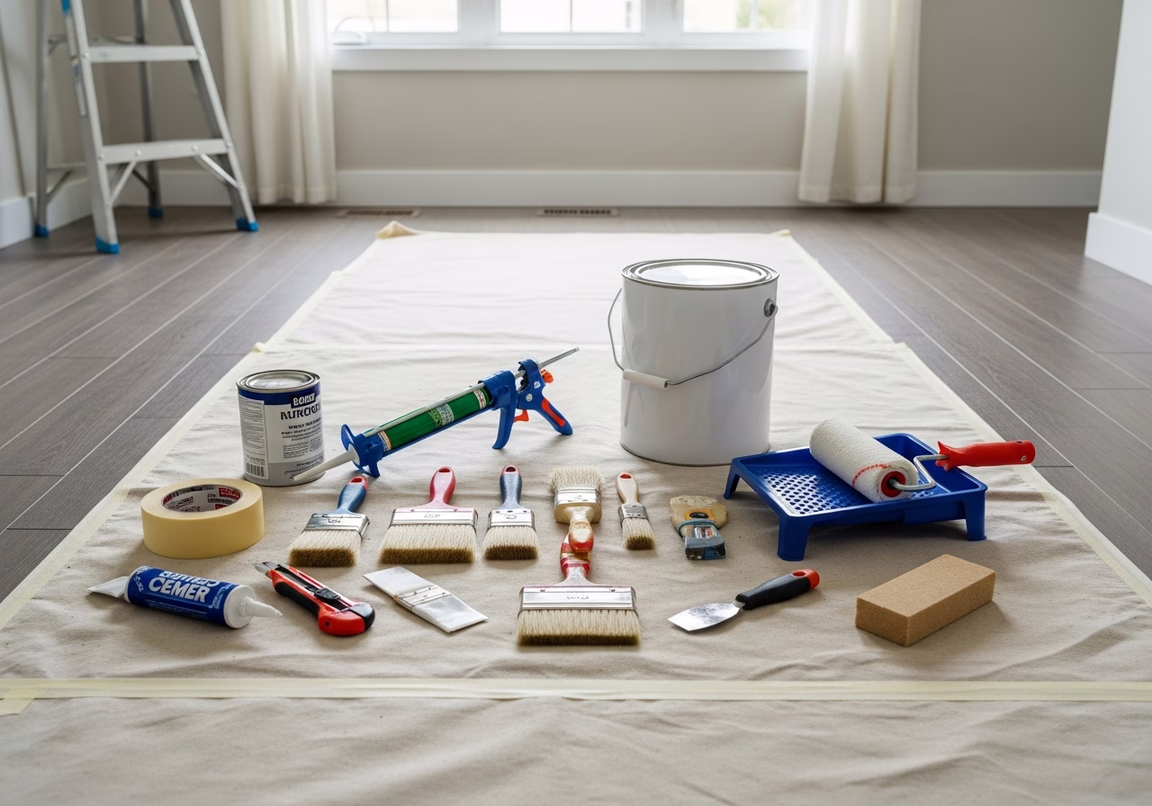 Commercial Painting Services — tools and materials staged in a Greater Toronto Area home
