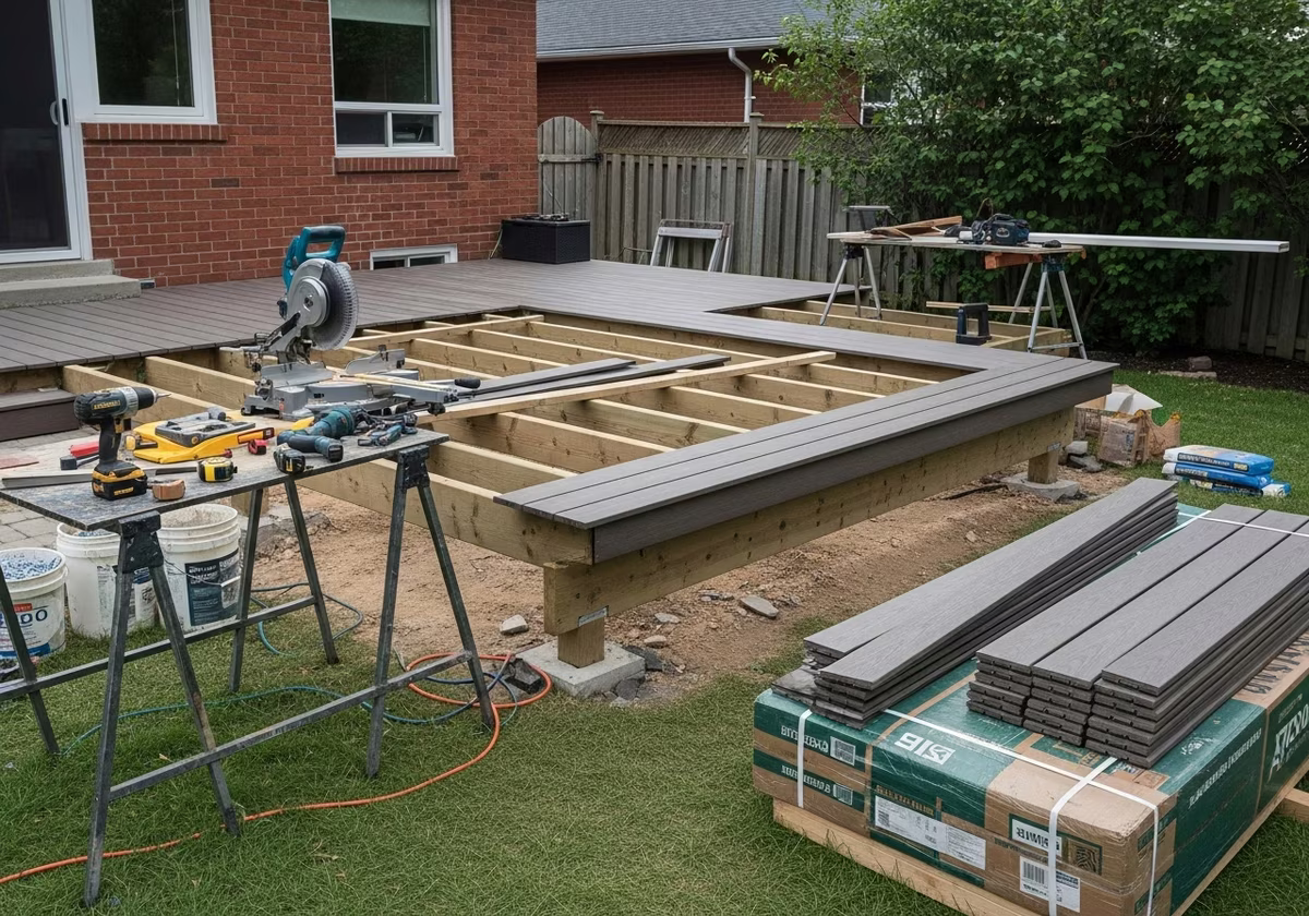Composite Deck ROI β tools and materials staged in a Greater Toronto Area home