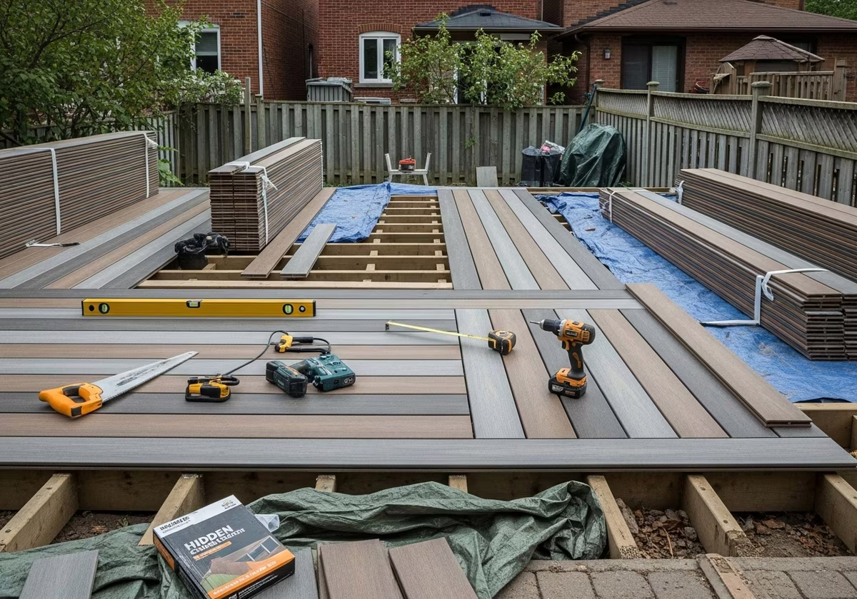 Composite Decking โ tools and materials staged in a Greater Toronto Area home