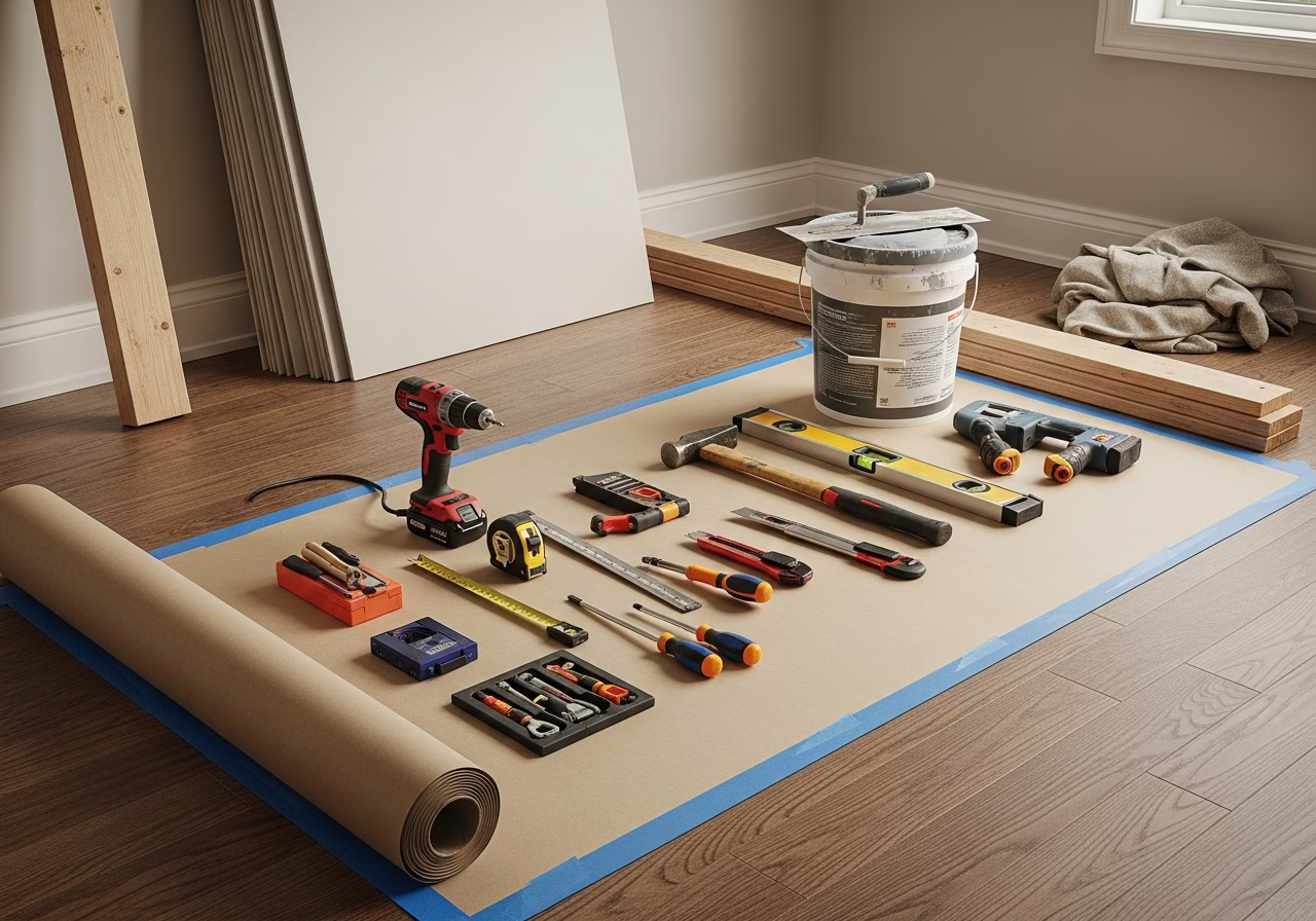 Condo Soundproofing โ tools and materials staged in a Greater Toronto Area home