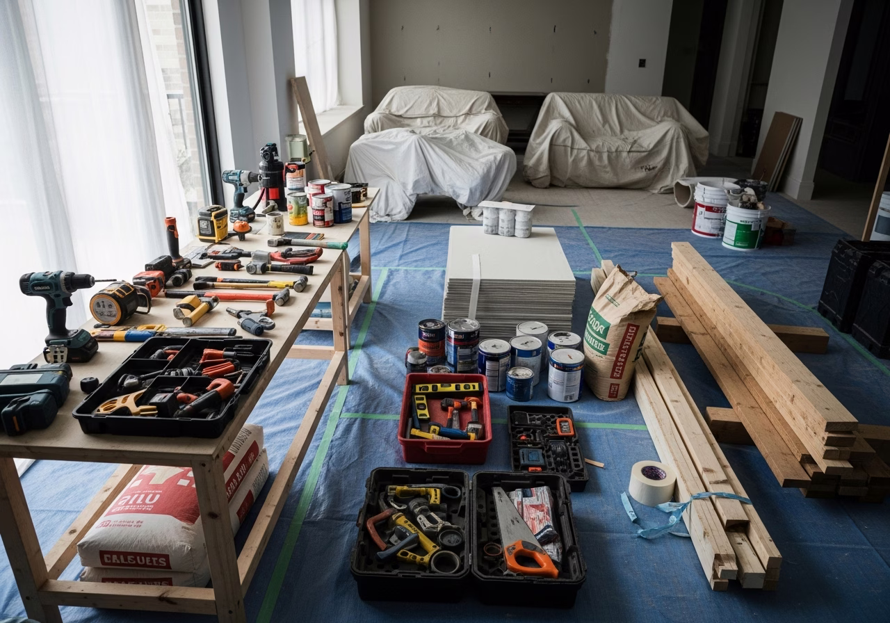 Toronto South-West Condo Solar Film — tools and materials staged in a Greater Toronto Area home