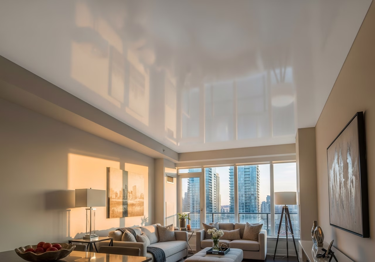 Toronto Condo Stretch Ceiling — finished result in a Toronto or GTA home by RenoHouse