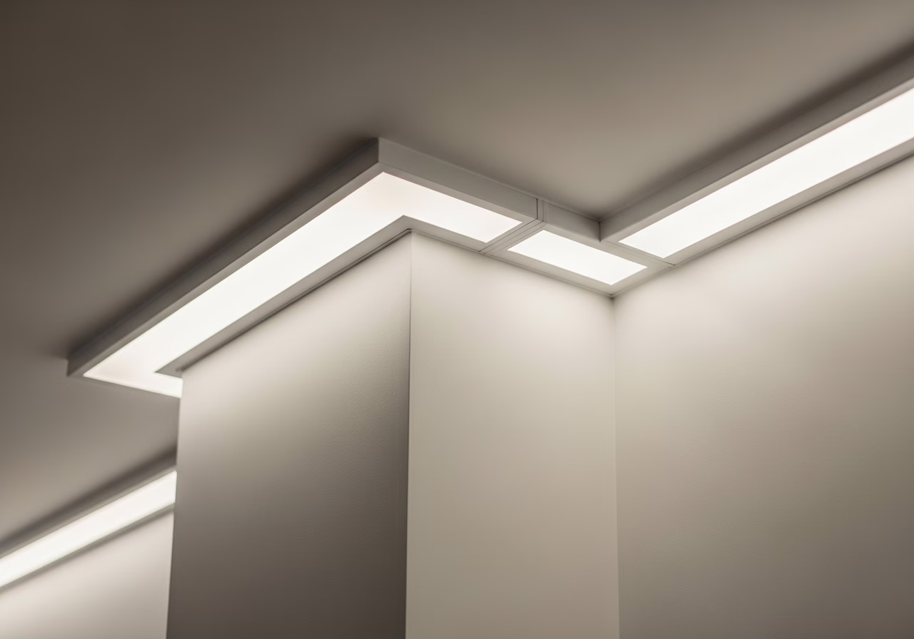 Cove Lighting with Stretch Ceiling — close-up of professional workmanship in a Toronto-area home