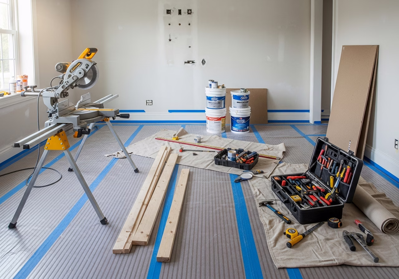 Crawl Space Asbestos and Vermiculite โ tools and materials staged in a Greater Toronto Area home