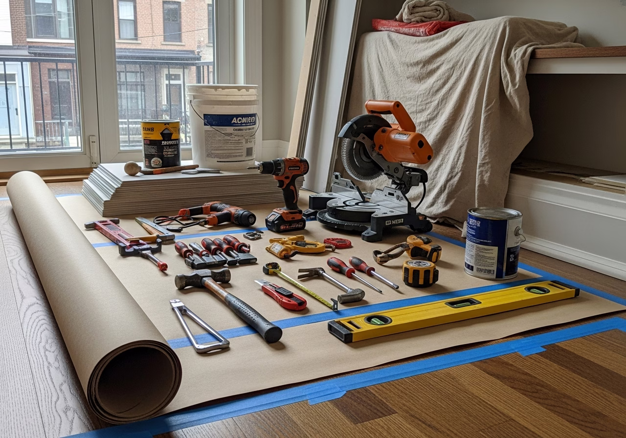 Crawl Space Encapsulation โ tools and materials staged in a Greater Toronto Area home