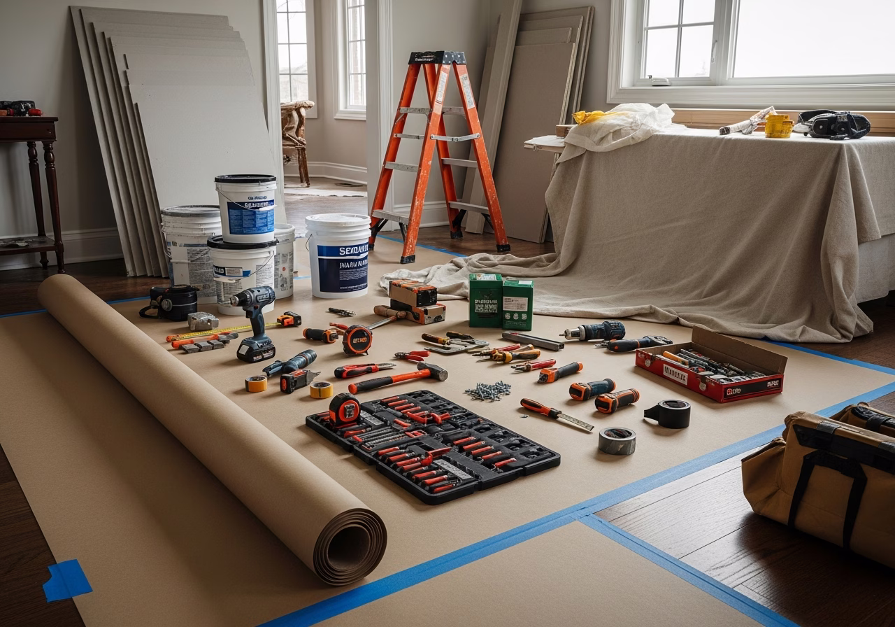 Crawl Space Foundation Repair — tools and materials staged in a Greater Toronto Area home