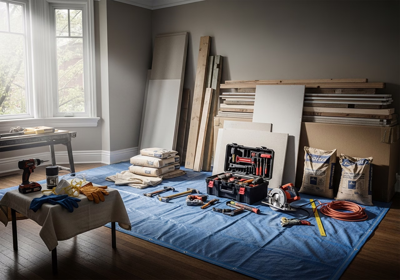 Crawl Space Mold Removal — tools and materials staged in a Greater Toronto Area home