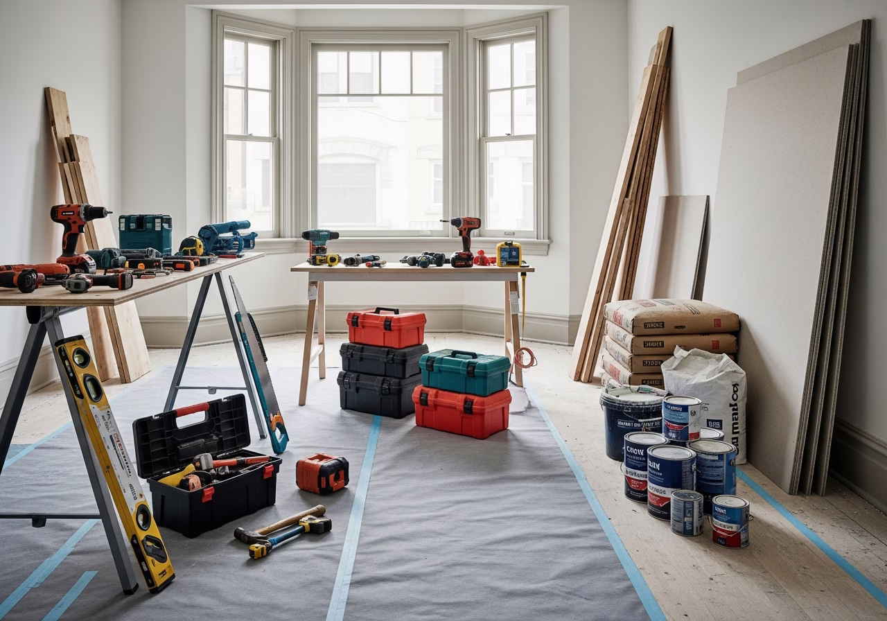 Crawl Space Radon Mitigation โ tools and materials staged in a Greater Toronto Area home