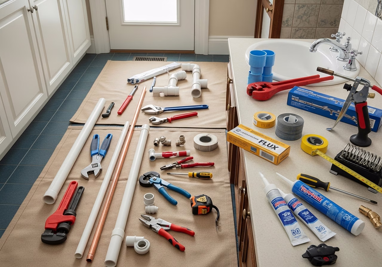 CSST vs Black Iron Pipe Outdoor โ tools and materials staged in a Greater Toronto Area home