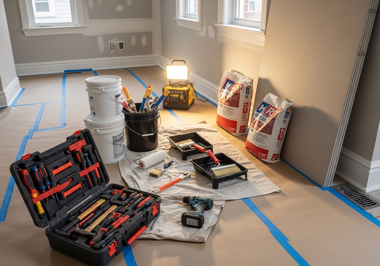 Deck Restoration — tools and materials staged in a Greater Toronto Area home