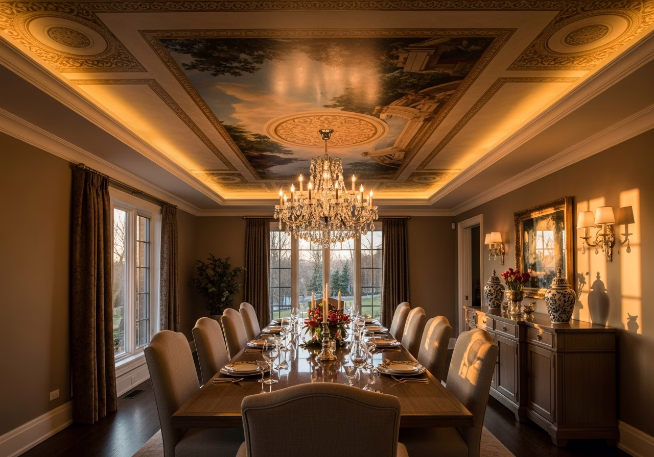 Dining Room Stretch Ceiling — finished result in a Toronto or GTA home by RenoHouse