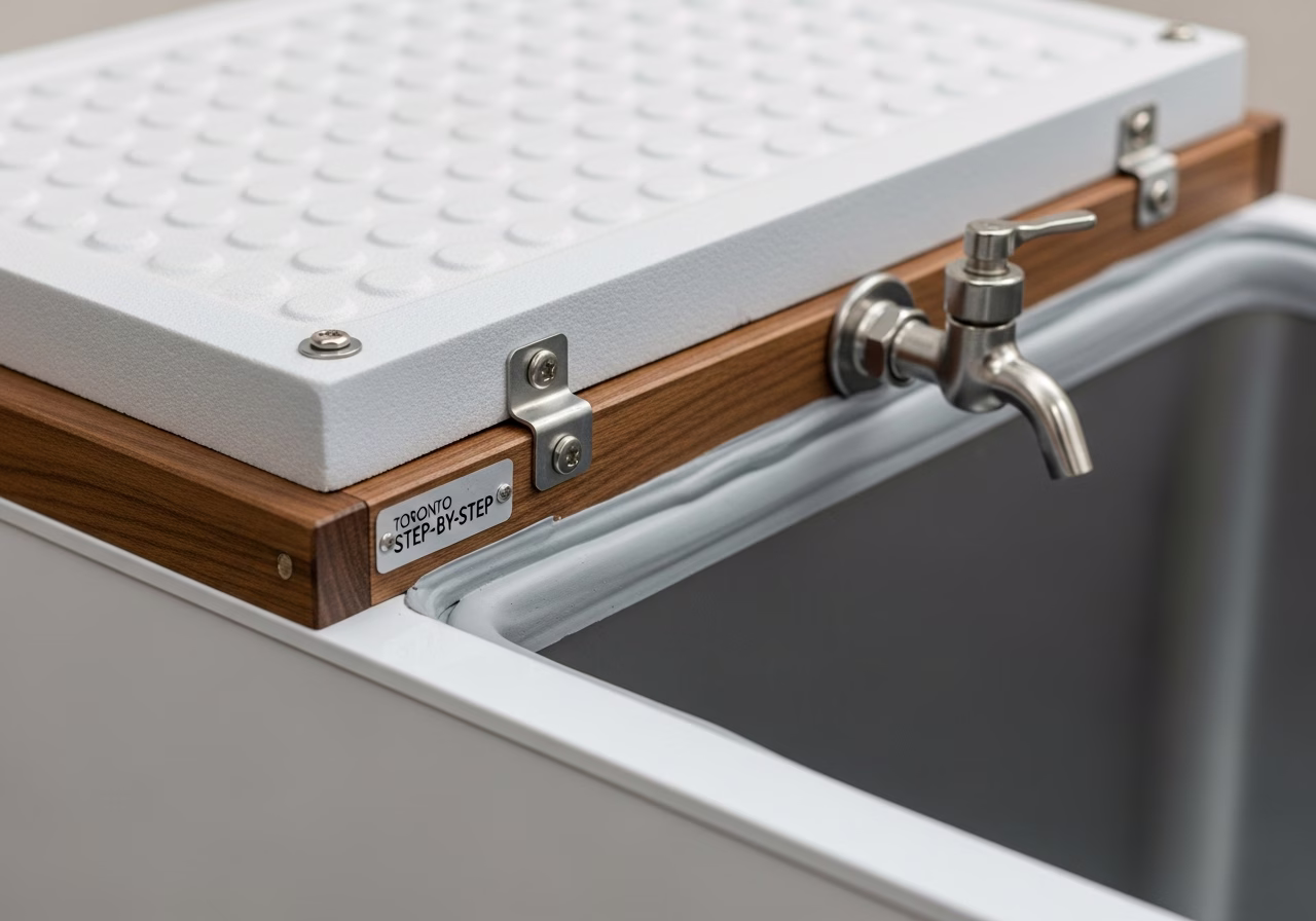 DIY Cold Plunge from Chest Freezer โ close-up of professional workmanship in a Toronto-area home