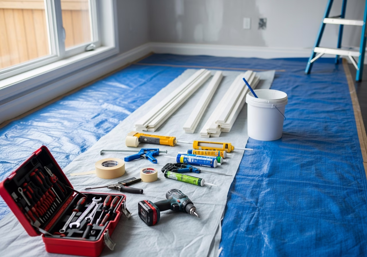 DIY vs Handyman — tools and materials staged in a Greater Toronto Area home