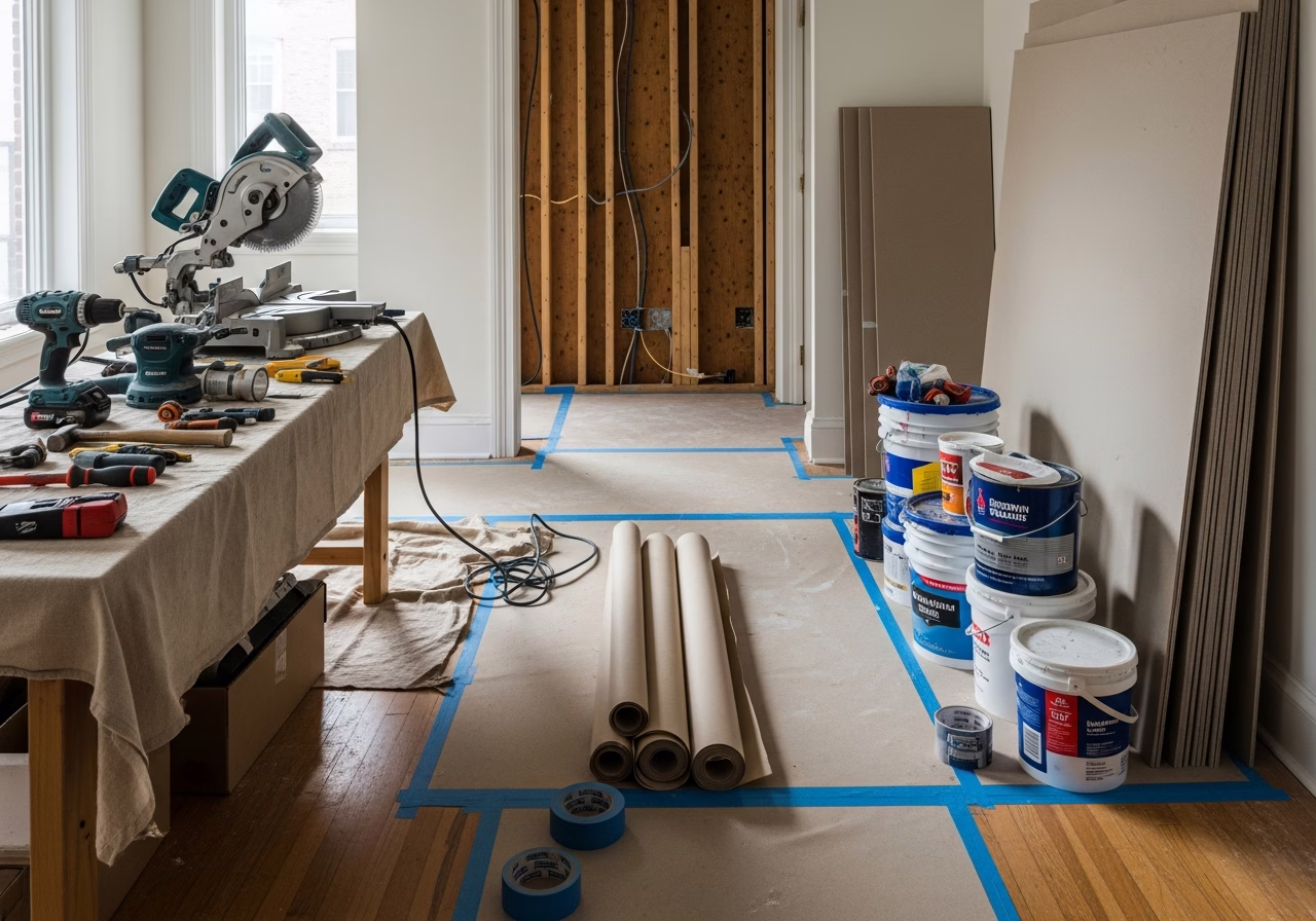 DIY vs Professional Murphy Bed Install โ tools and materials staged in a Greater Toronto Area home