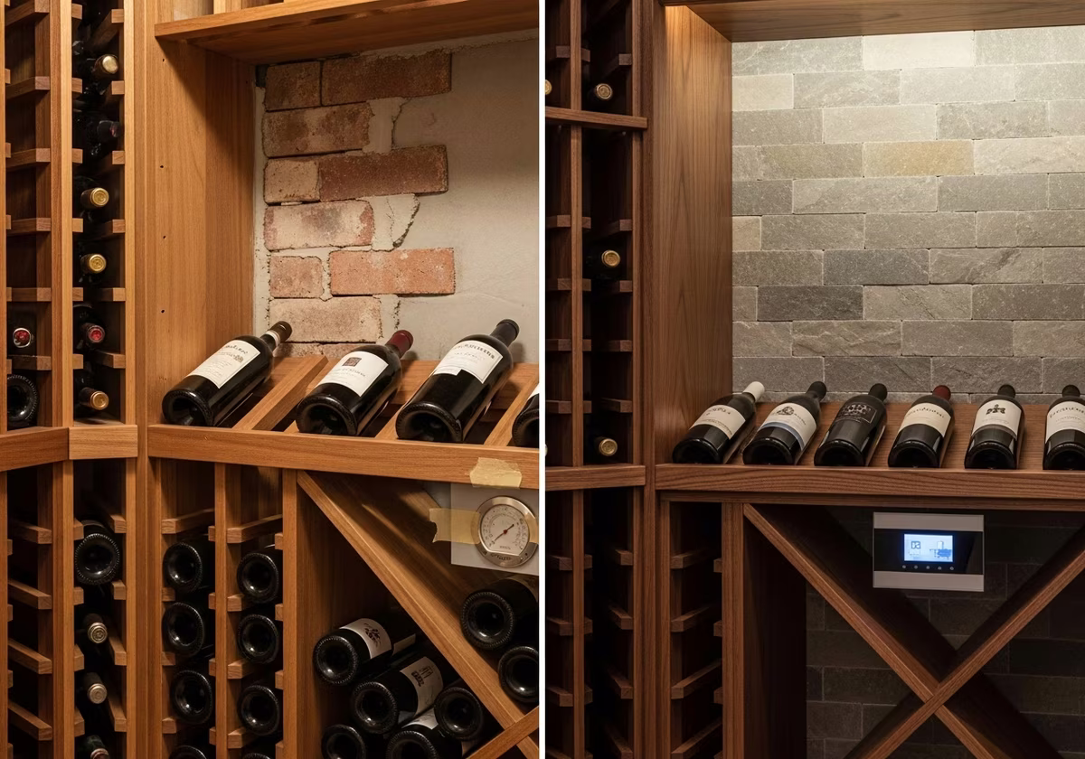 DIY vs Professional Wine Cellar โ close-up of professional workmanship in a Toronto-area home