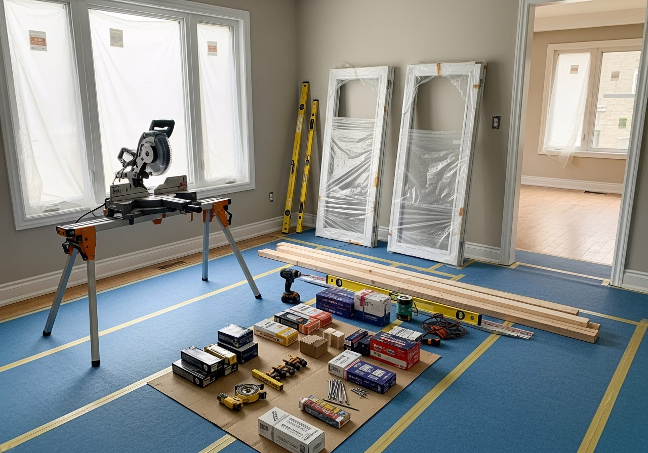 Doors and Windows — tools and materials staged in a Greater Toronto Area home