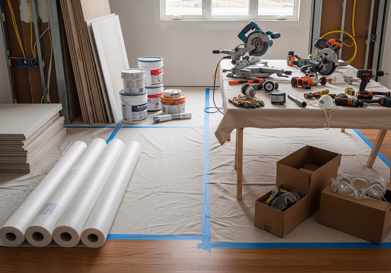 Drywall Repair — tools and materials staged in a Greater Toronto Area home