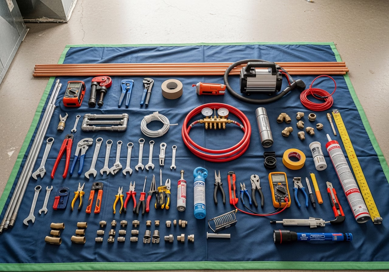 Ducted vs Ductless Mini-Split โ tools and materials staged in a Greater Toronto Area home