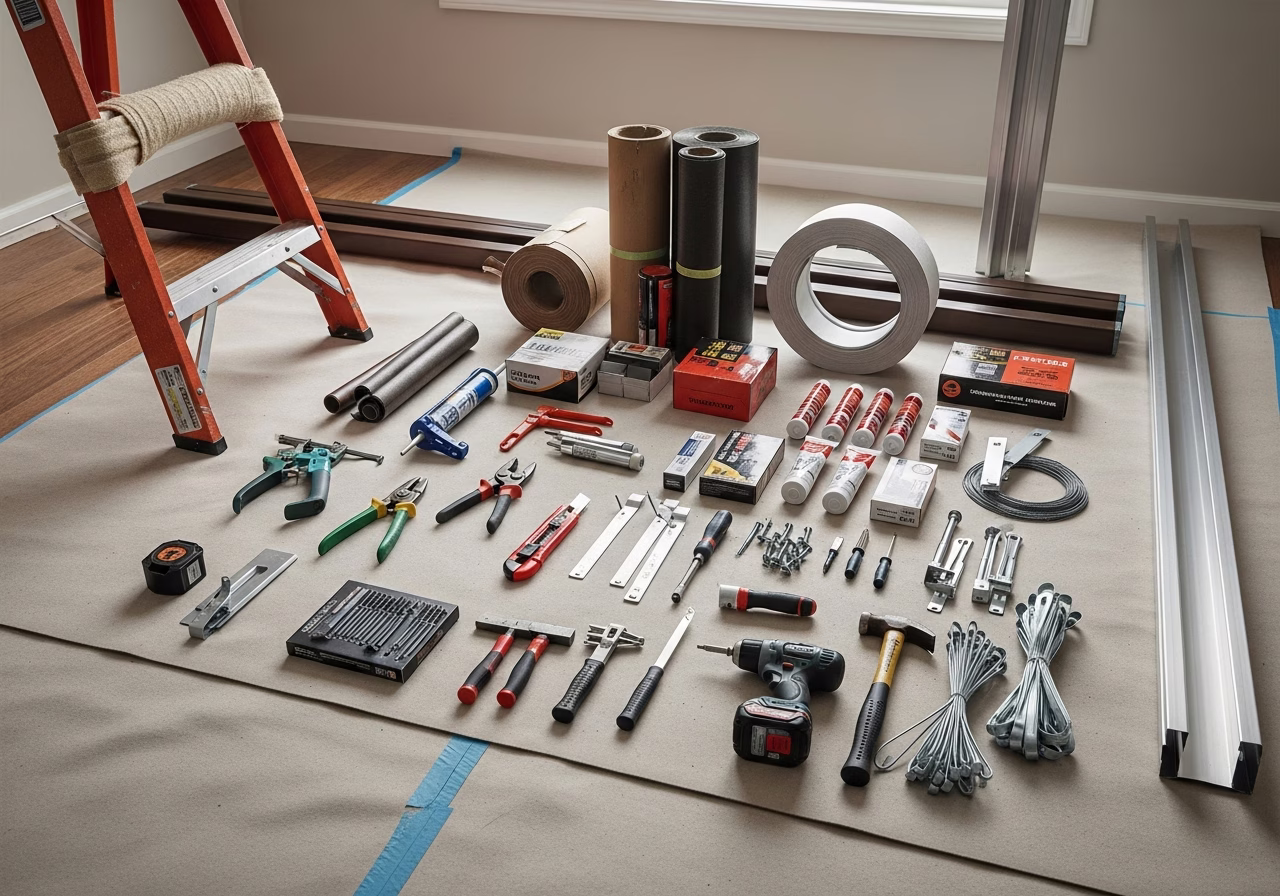 Eavestrough Cleaning β tools and materials staged in a Greater Toronto Area home