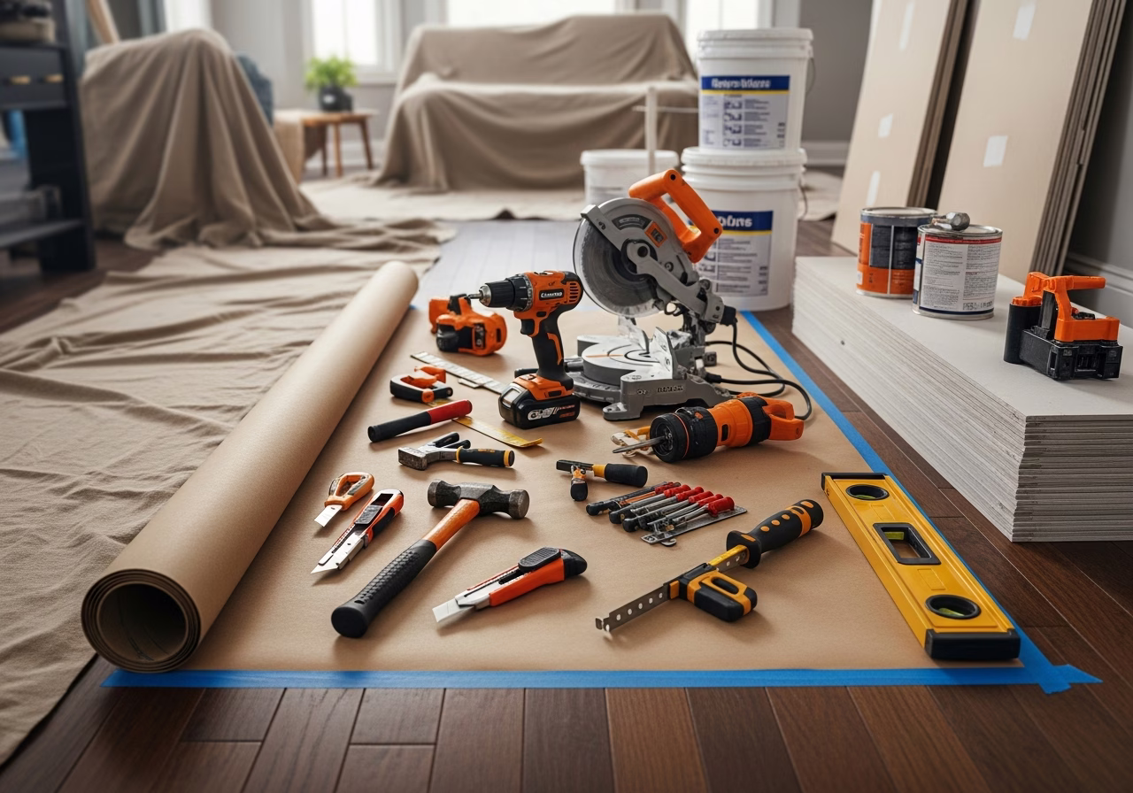 Egress Window Condo Feasibility โ tools and materials staged in a Greater Toronto Area home