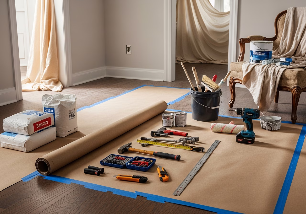 Egress Window Foundation Cutting — tools and materials staged in a Greater Toronto Area home