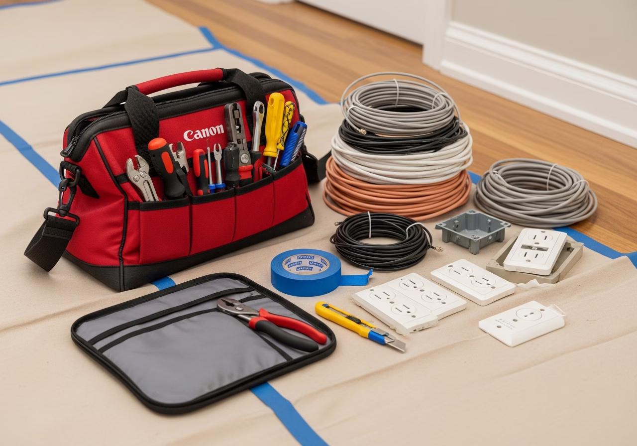 Electrical Renovation — tools and materials staged in a Greater Toronto Area home