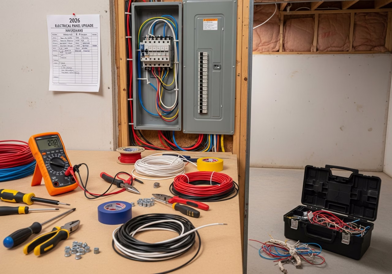 Electrical Panel Upgrade — tools and materials staged in a Greater Toronto Area home