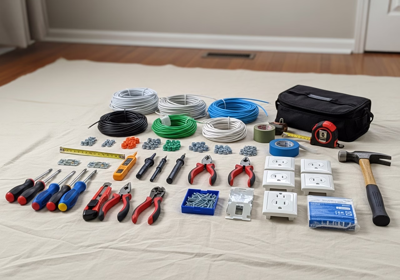 Electrical Panel Upgrade — tools and materials staged in a Greater Toronto Area home