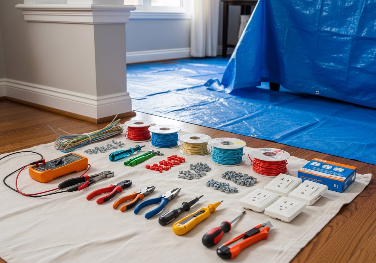 EV Charger Load Calculation and ESA Permit โ tools and materials staged in a Greater Toronto Area home