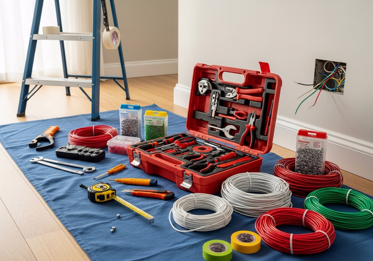 EV Charger Rebates — tools and materials staged in a Greater Toronto Area home