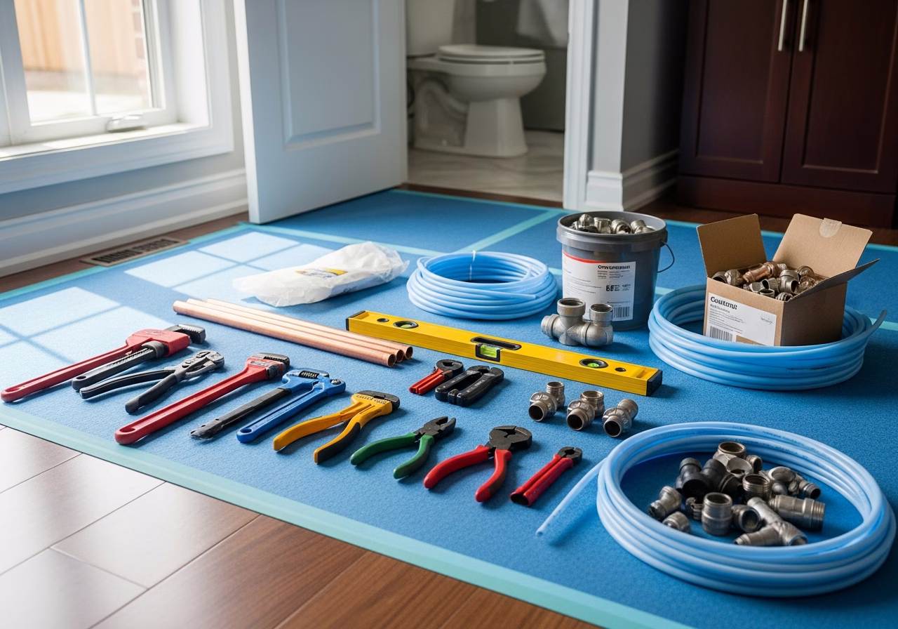 Faucet Repair โ tools and materials staged in a Greater Toronto Area home