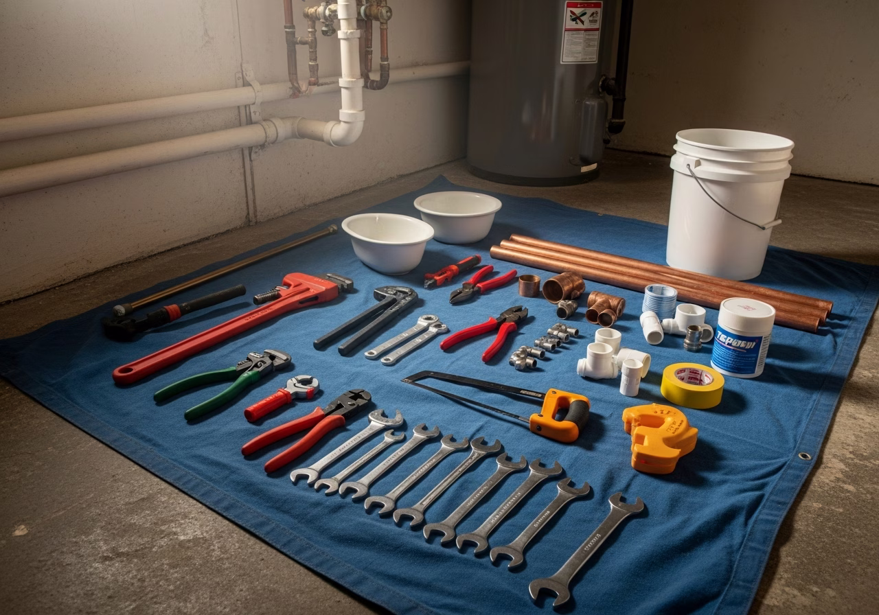 Flood Prevention — tools and materials staged in a Greater Toronto Area home