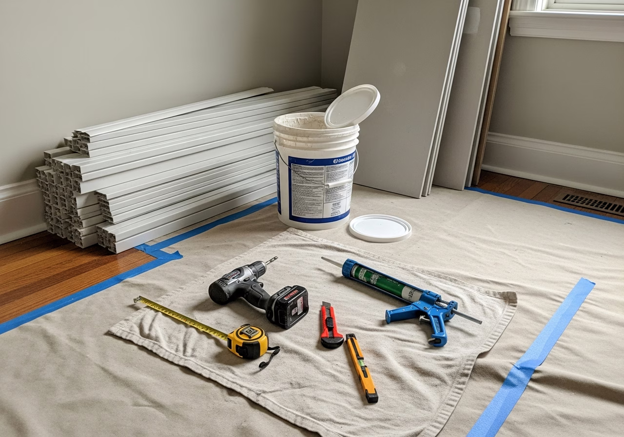 Floor Soundproofing — tools and materials staged in a Greater Toronto Area home