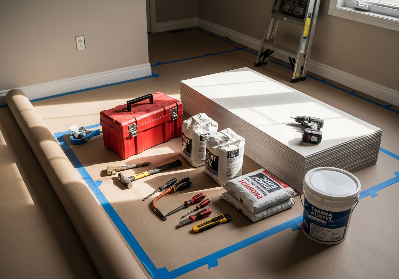 Expert Garage Door Repair Services — tools and materials staged in a Greater Toronto Area home