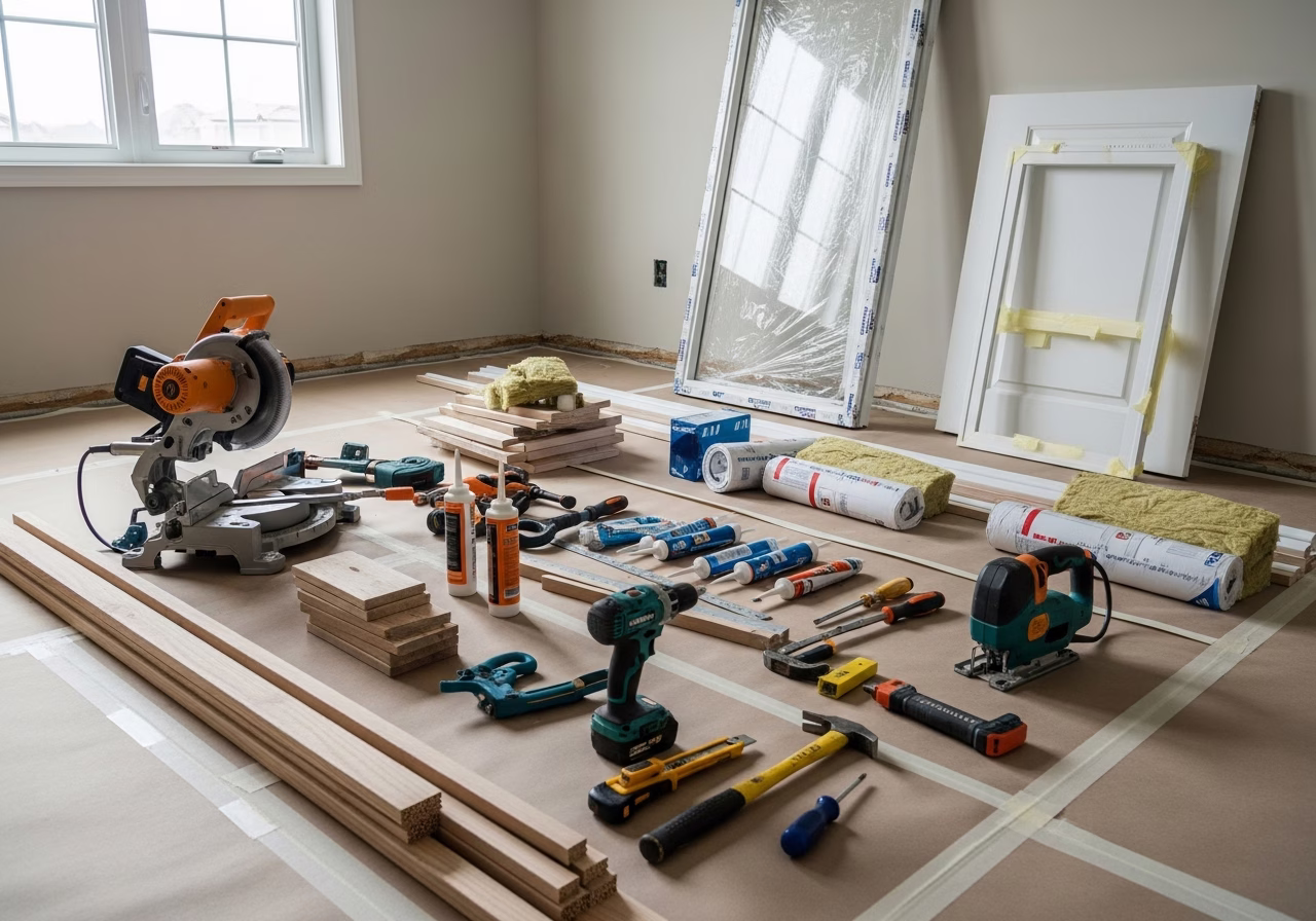 Garage Door Repair — tools and materials staged in a Greater Toronto Area home