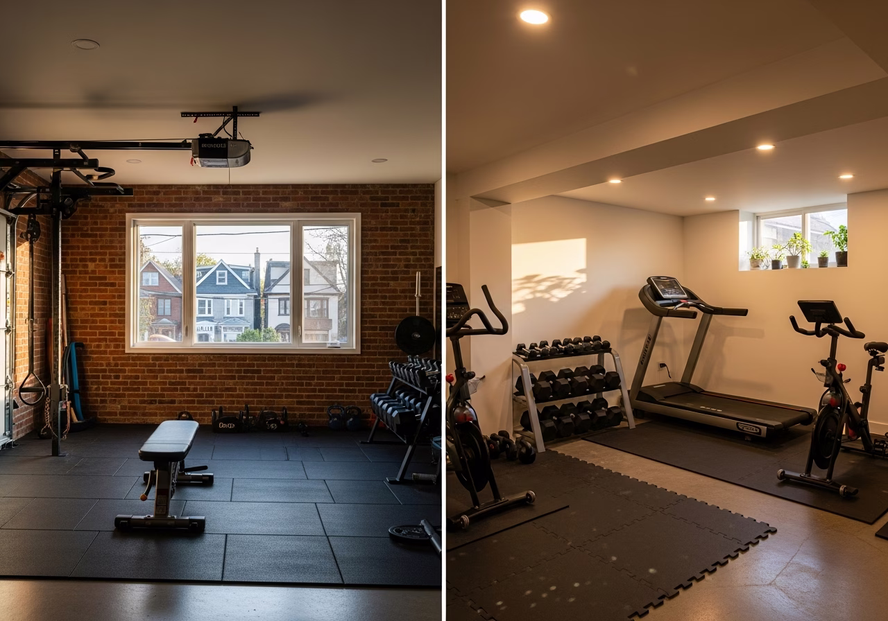 Garage vs Basement Home Gym β finished result in a Toronto or GTA home by RenoHouse