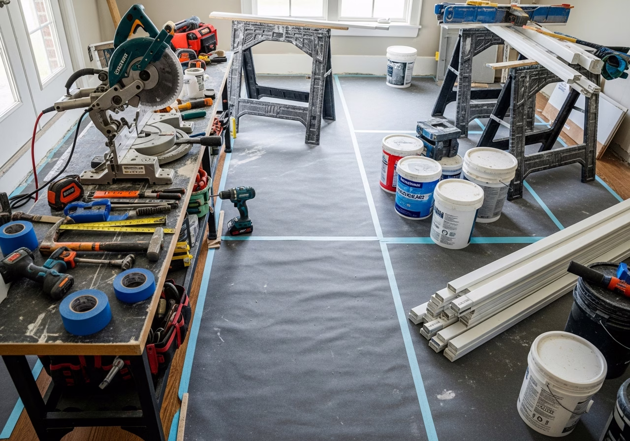 General Contractor vs Handyman — tools and materials staged in a Greater Toronto Area home