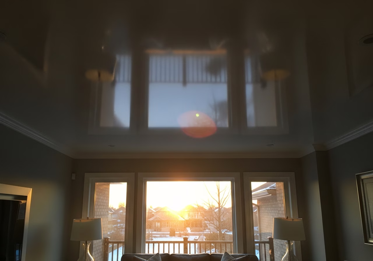 Glossy, Matte, or Satin Stretch Ceiling — finished result in a Toronto or GTA home by RenoHouse