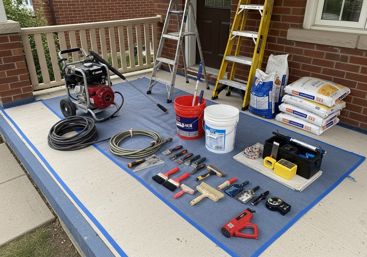 Gutter Installation and Replacement — tools and materials staged in a Greater Toronto Area home