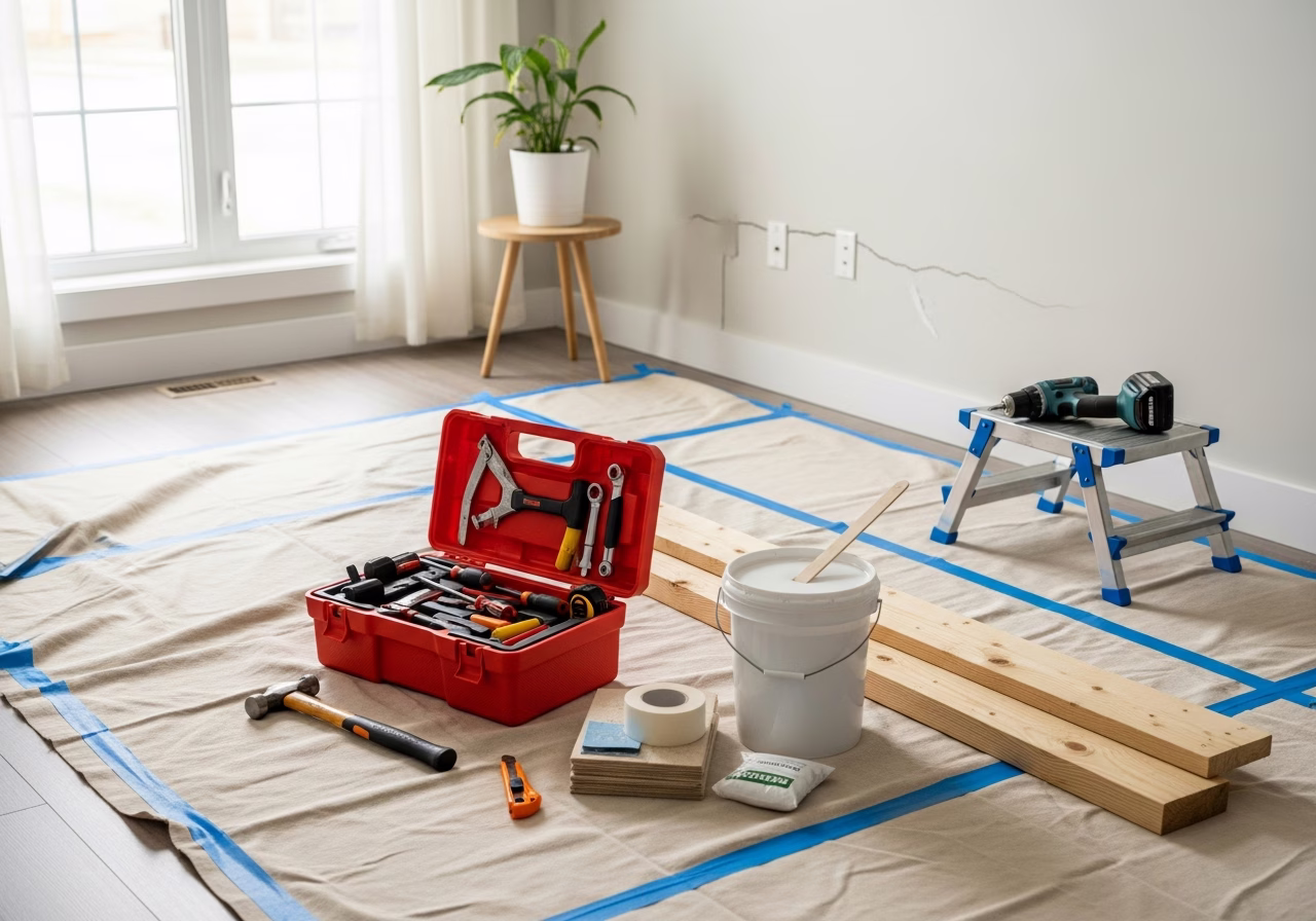 Handyman — tools and materials staged in a Greater Toronto Area home