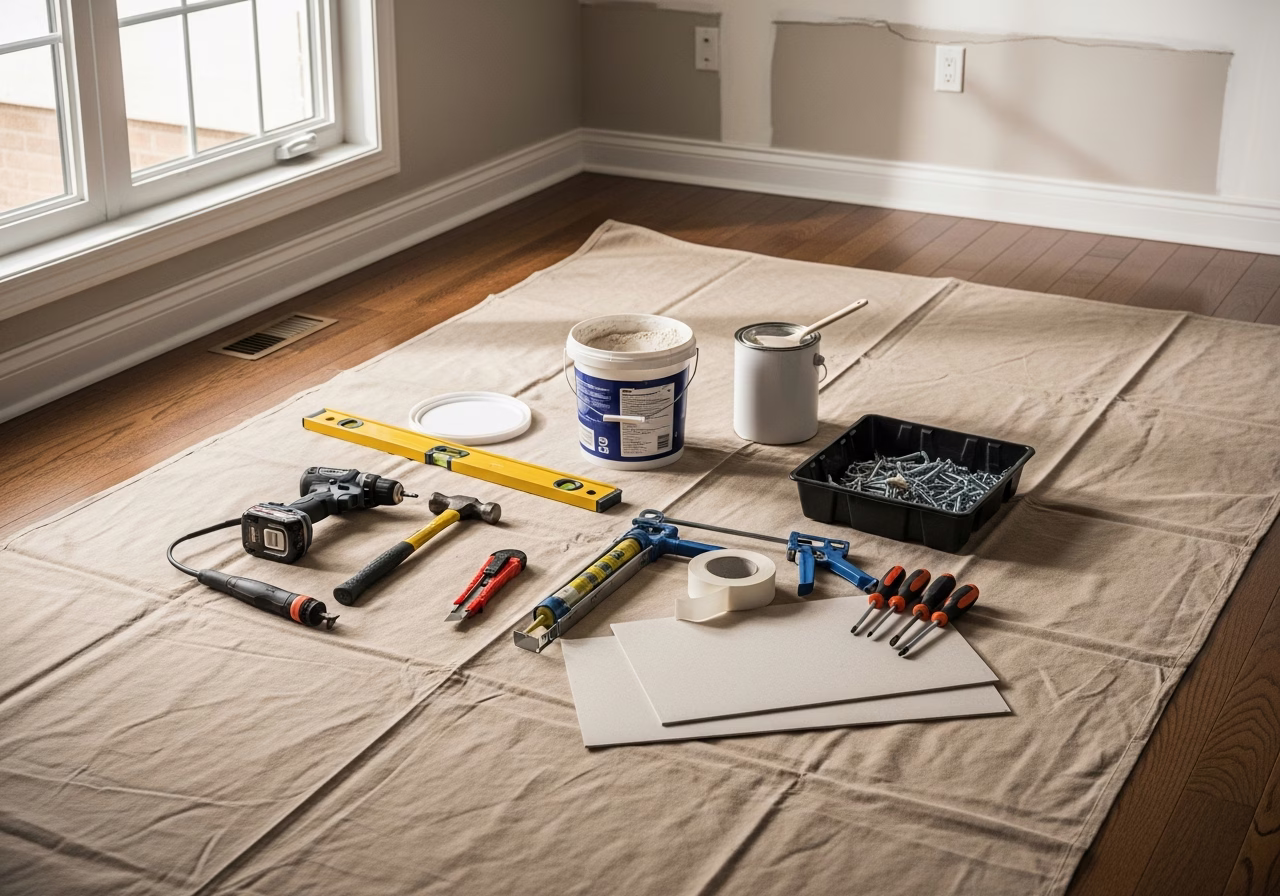 Handyman Prices List — tools and materials staged in a Greater Toronto Area home