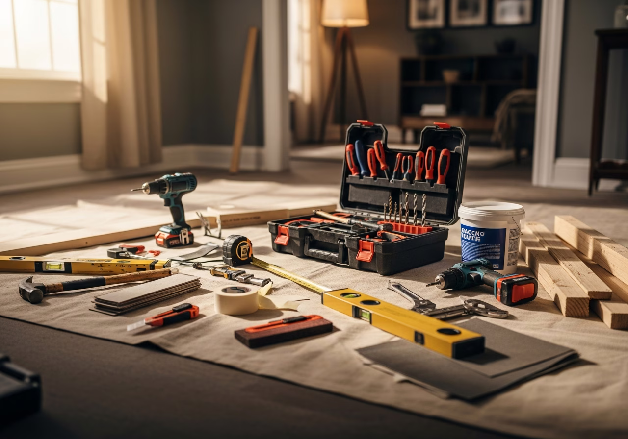 Handyman Services โ tools and materials staged in a Greater Toronto Area home