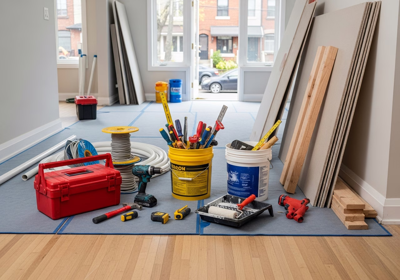 Handyman — tools and materials staged in a Greater Toronto Area home