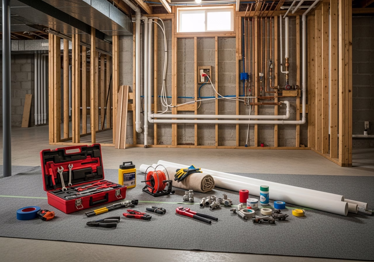 Hard Water Signs — tools and materials staged in a Greater Toronto Area home