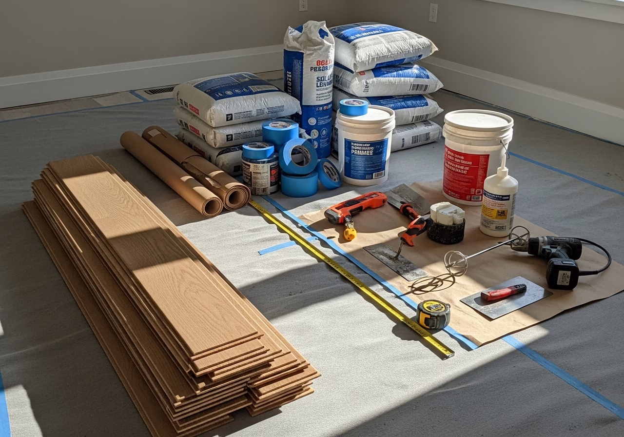 Hardwood Floor Refinishing — tools and materials staged in a Greater Toronto Area home