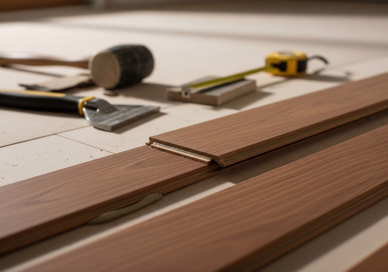 Hardwood Flooring Whitby — close-up of professional workmanship in a Toronto-area home