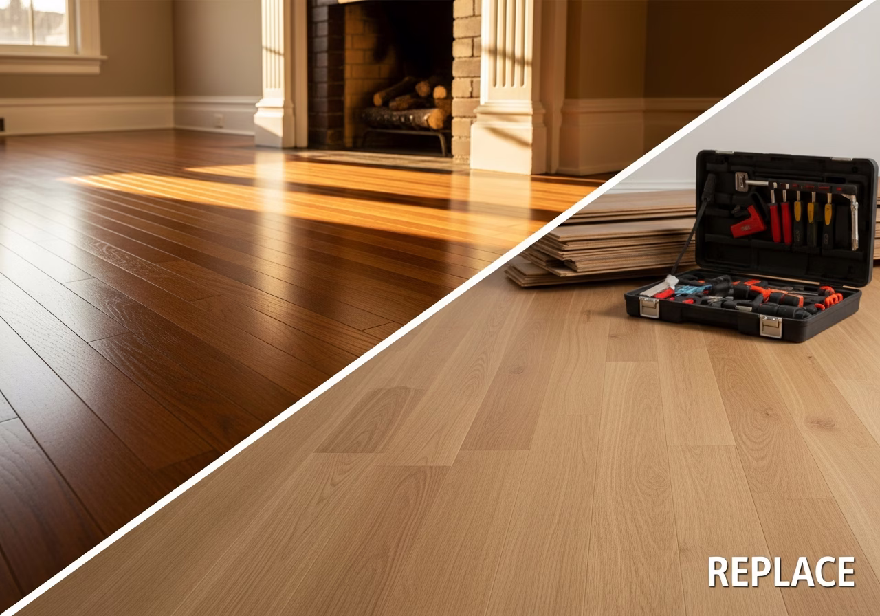 Hardwood Floor Refinish vs Replace — finished result in a Toronto or GTA home by RenoHouse