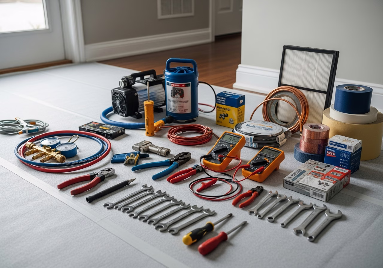 Heat Pump Installation Mistakes โ tools and materials staged in a Greater Toronto Area home